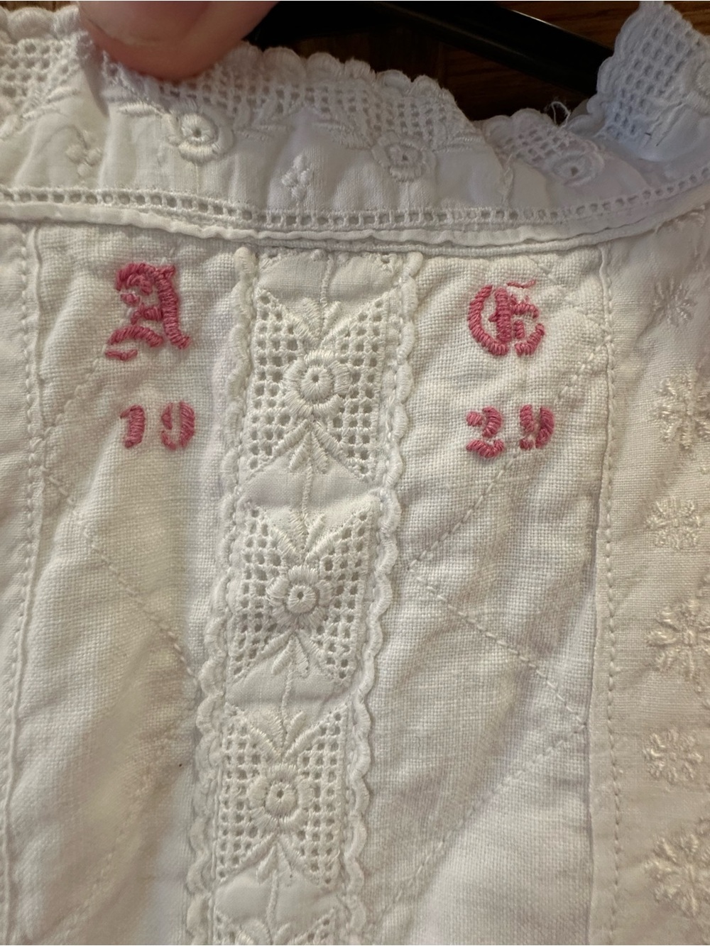 Folkling Antique Sturdy Cotton Nightgown with ‘1929’ Embroidery
